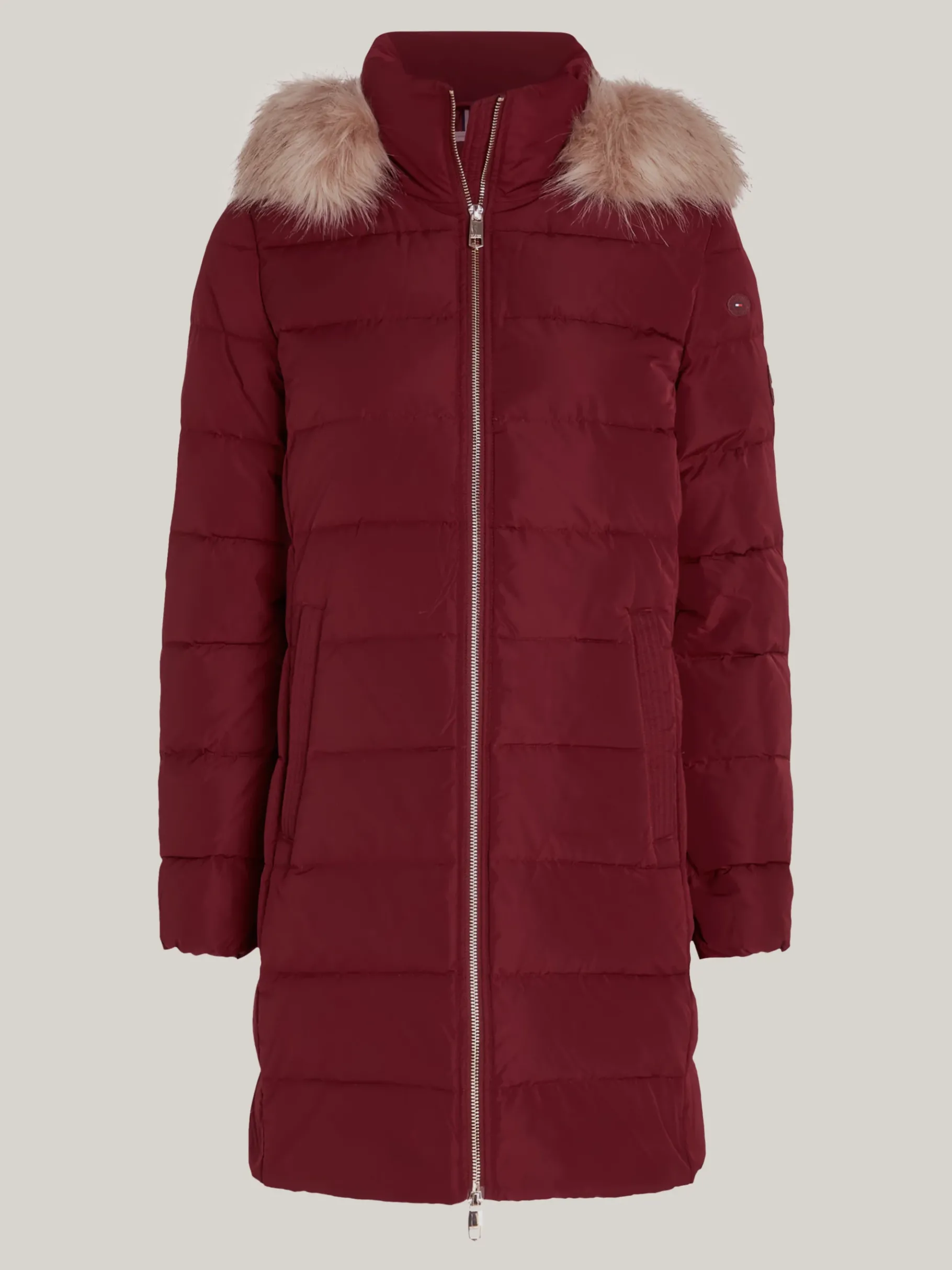 Tommy Hilfiger Daunenmantel mit Kapuze und Kunstpelz-Besatz DEEP ROUGE New