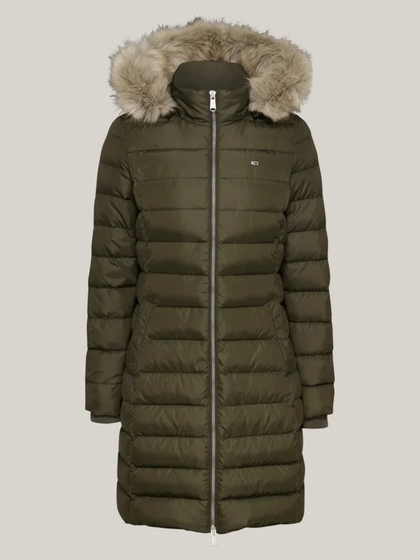 Tommy Hilfiger Daunenmantel mit Kapuze und Kunstpelz FATIGUE GREEN Cheap