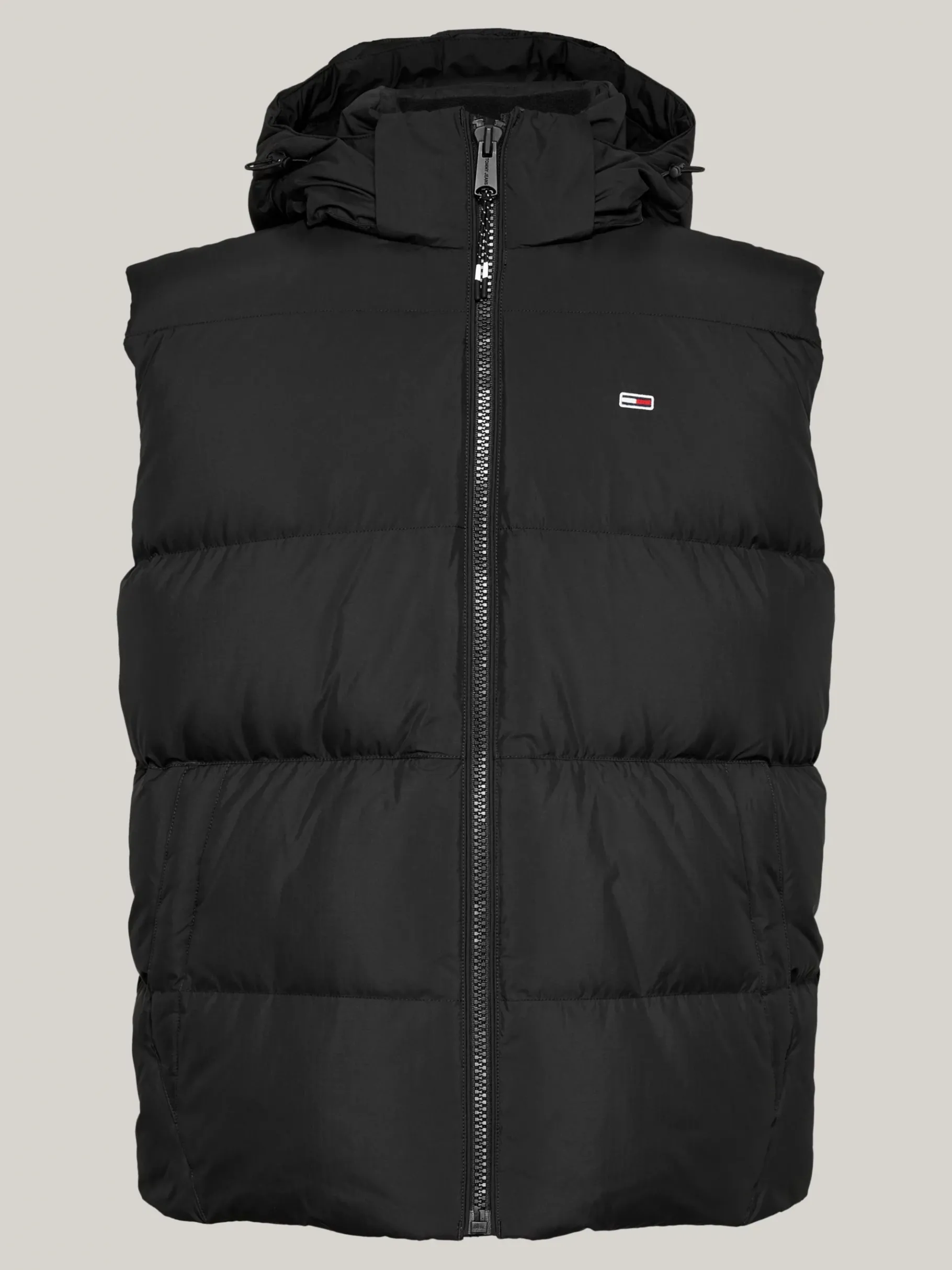 Tommy Hilfiger Daunenweste mit Kapuze und Reißverschluss BLACK New