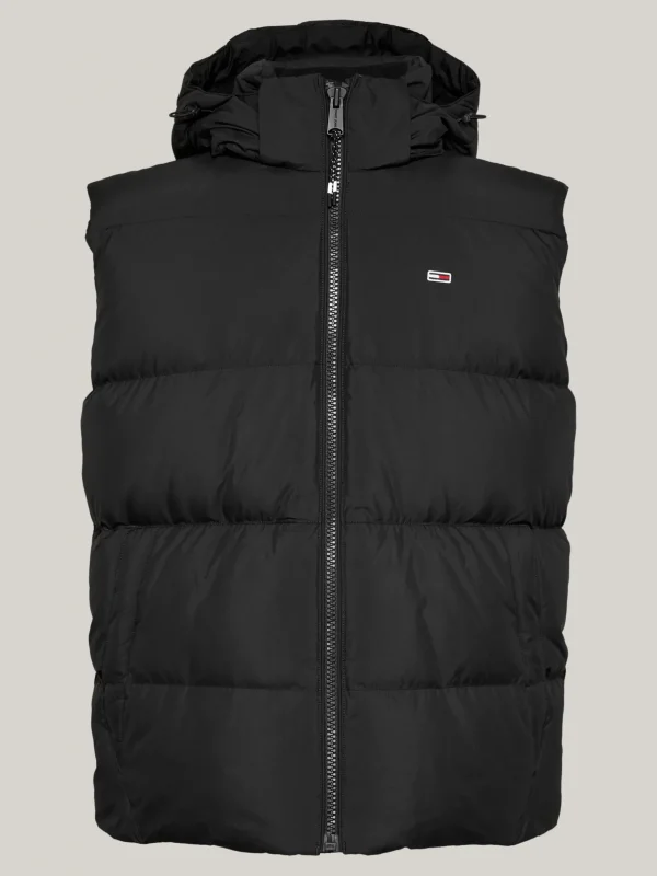 Tommy Hilfiger Daunenweste mit Kapuze und Reißverschluss BLACK New