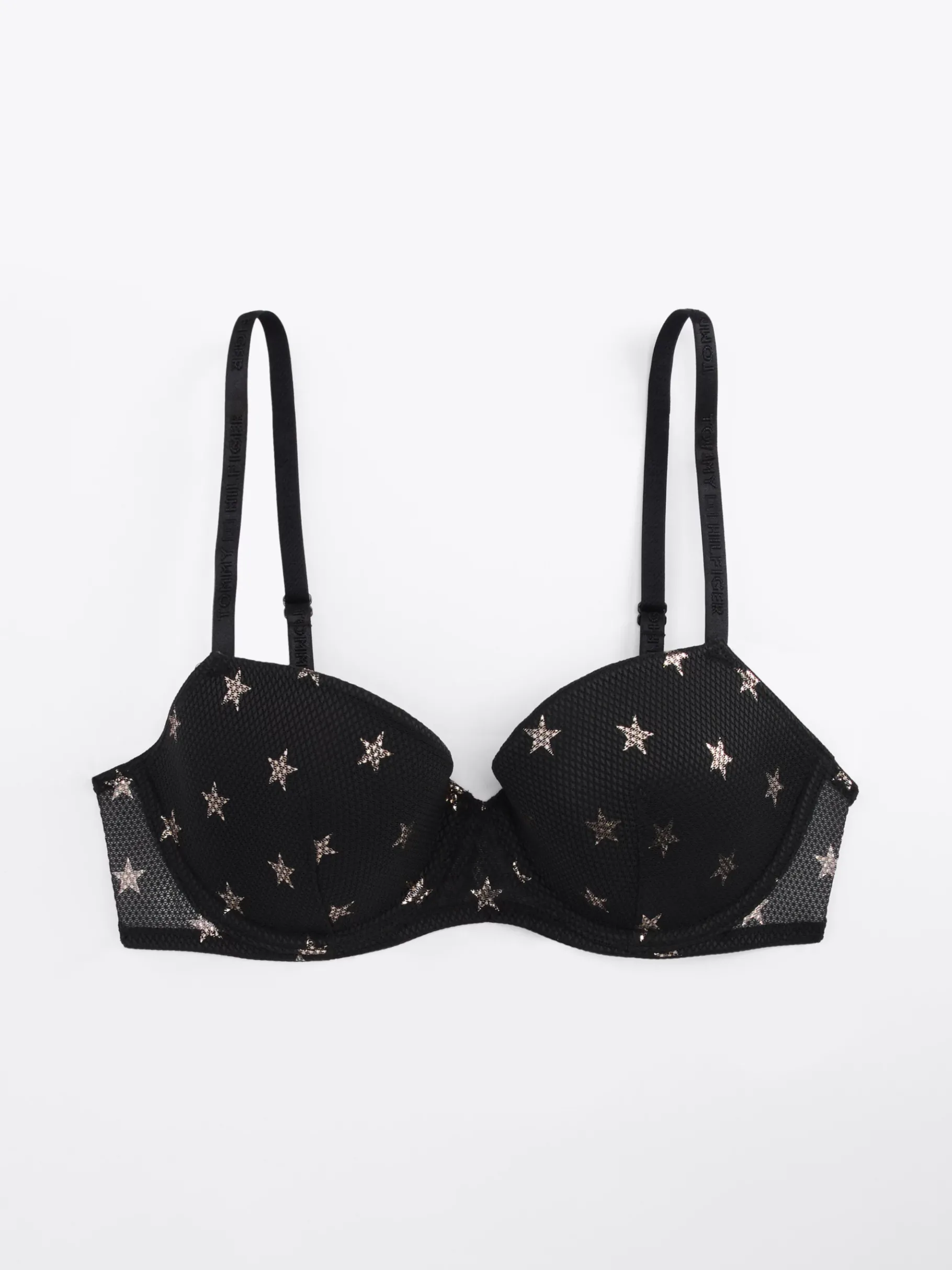 Tommy Hilfiger Demi-Cup-BH aus Mesh mit Sternprint BLACK Store