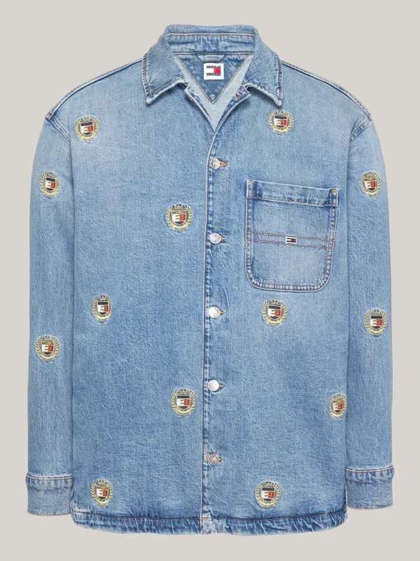 Tommy Hilfiger Denim-Overshirt mit Logo-Stickereien DENIM MEDIUM Store