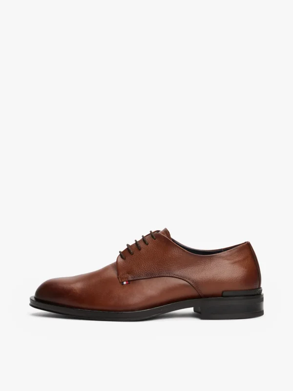 Tommy Hilfiger Derbyschuh aus Leder mit Strukturmix WINTER COGNAC Discount