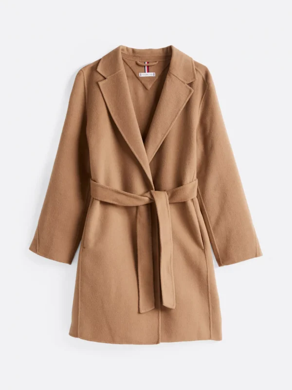 Tommy Hilfiger Double Face-Mantel mit Gürtel und Logo LIGHT SEPIA BROWN Store