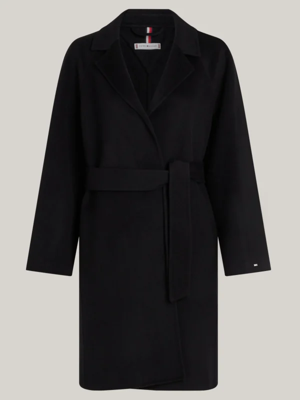Tommy Hilfiger Double Face-Mantel mit Gürtel und Logo BLACK Hot