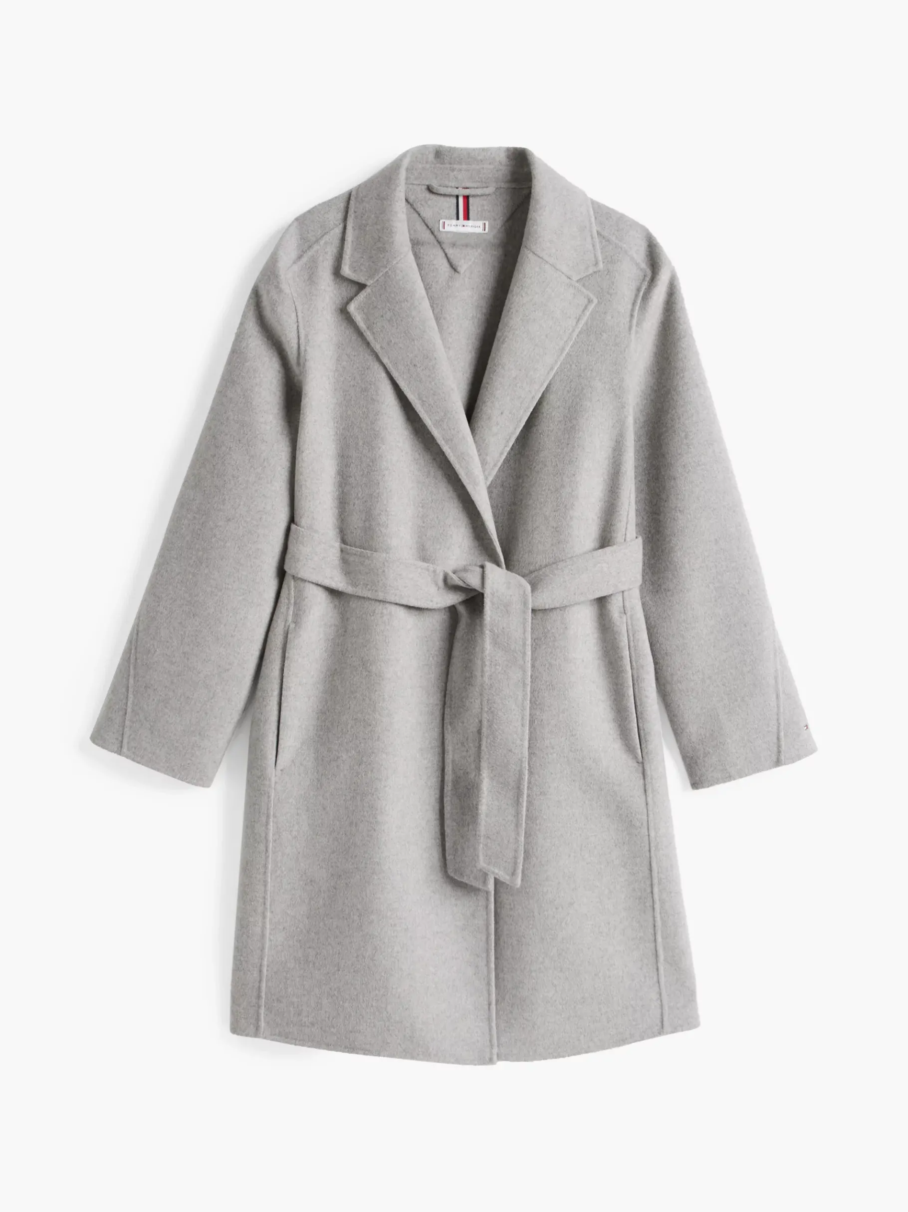 Tommy Hilfiger Double Face-Mantel mit Gürtel und Logo LIGHT GREY HTR Online