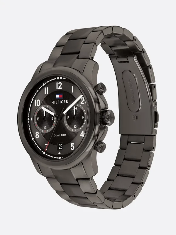 Tommy Hilfiger Dualzeit-Armbanduhr in Gunmetal-Grau GREY Cheap