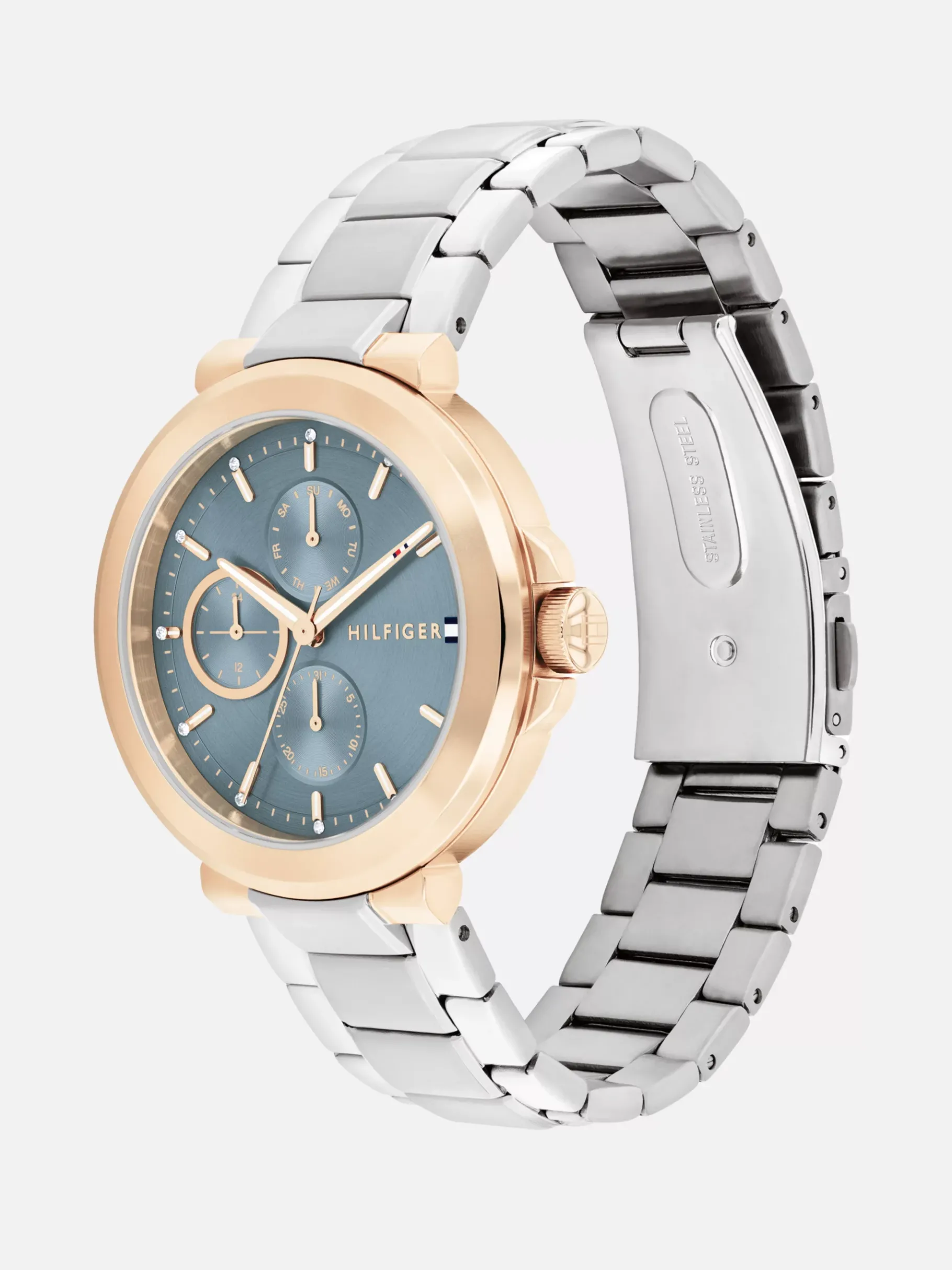 Tommy Hilfiger Edelstahl-Armbanduhr mit blauem Zifferblatt SILVER Hot