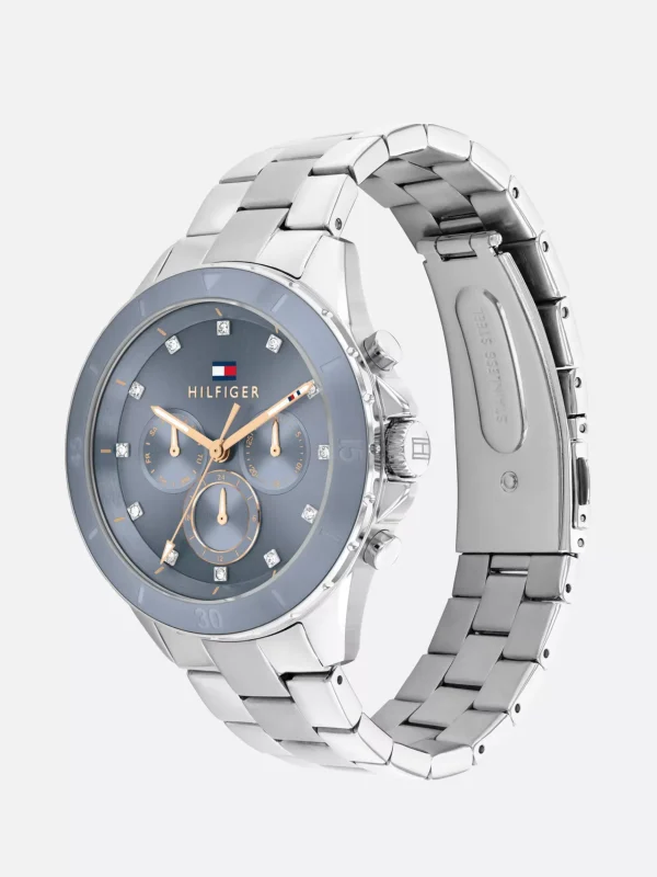 Tommy Hilfiger Edelstahl-Armbanduhr mit blauem Zifferblatt SILVER Cheap