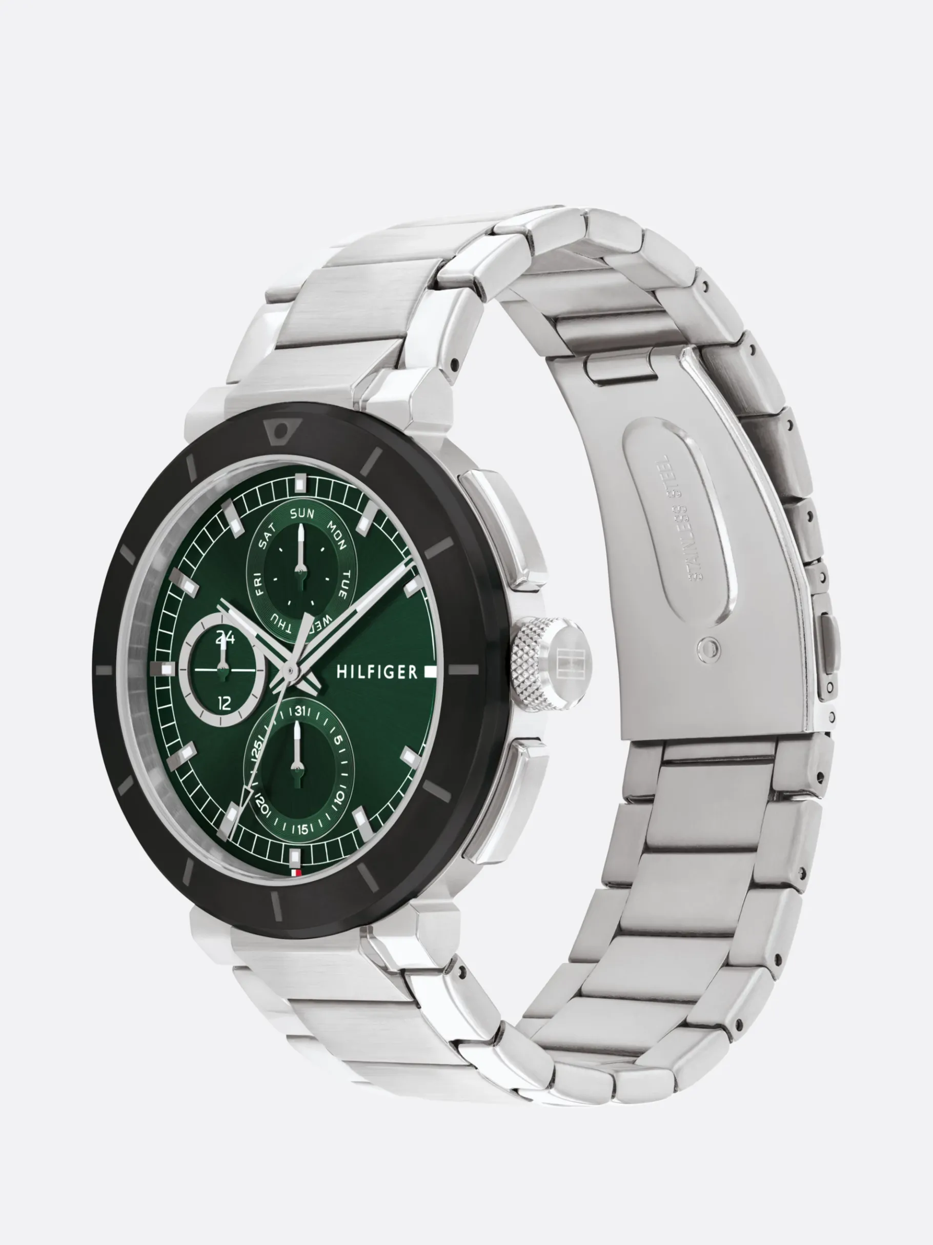 Tommy Hilfiger Edelstahl-Armbanduhr mit grünem Zifferblatt SILVER Outlet