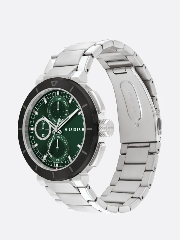 Tommy Hilfiger Edelstahl-Armbanduhr mit grünem Zifferblatt SILVER Outlet