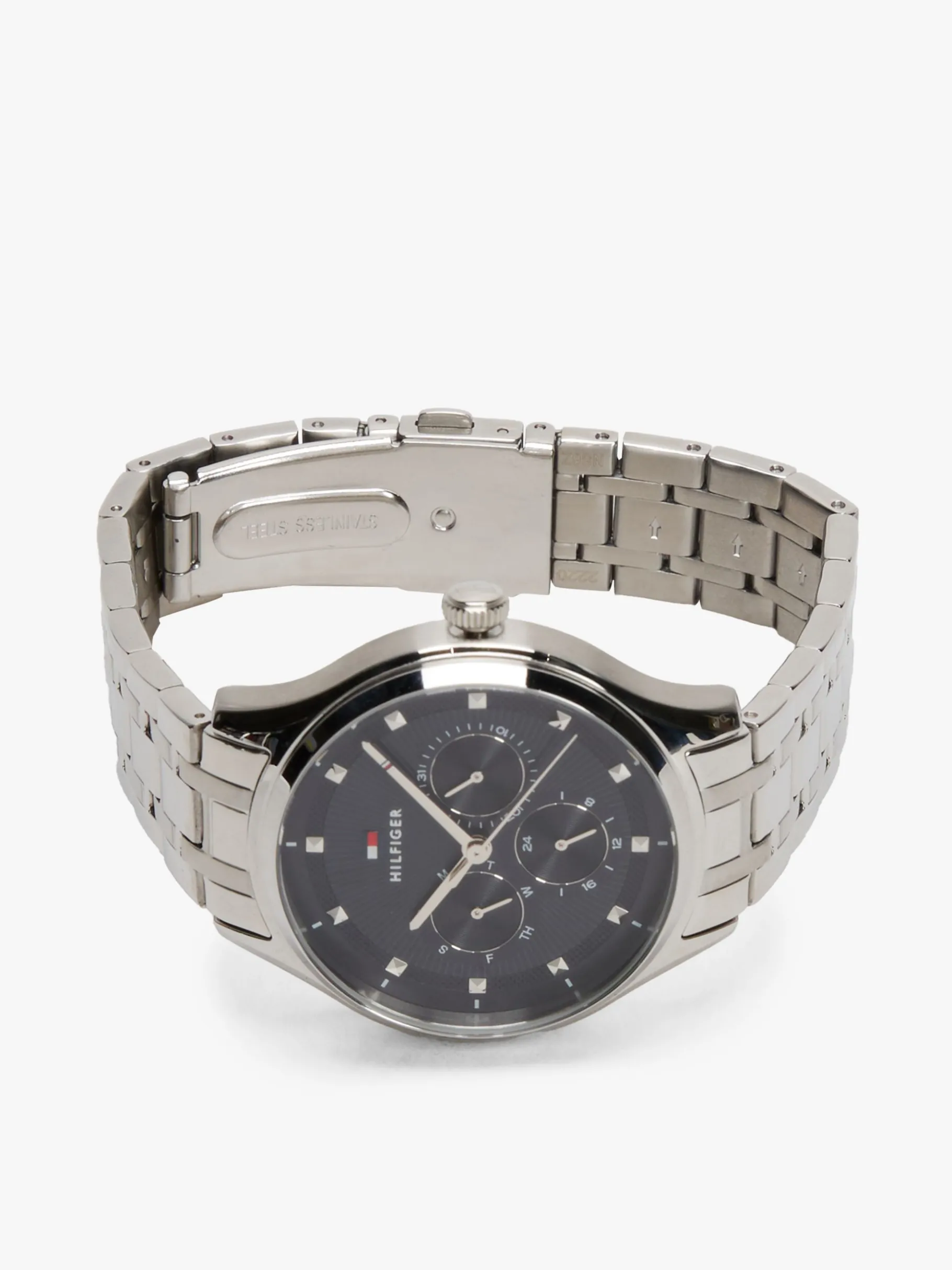 Tommy Hilfiger Edelstahl-Uhr mit blauem Zifferblatt SILVER Flash Sale