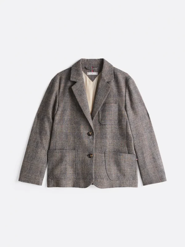 Tommy Hilfiger Einreihiger, karierter Relaxed Fit Blazer GREY BROWN CHECK Hot