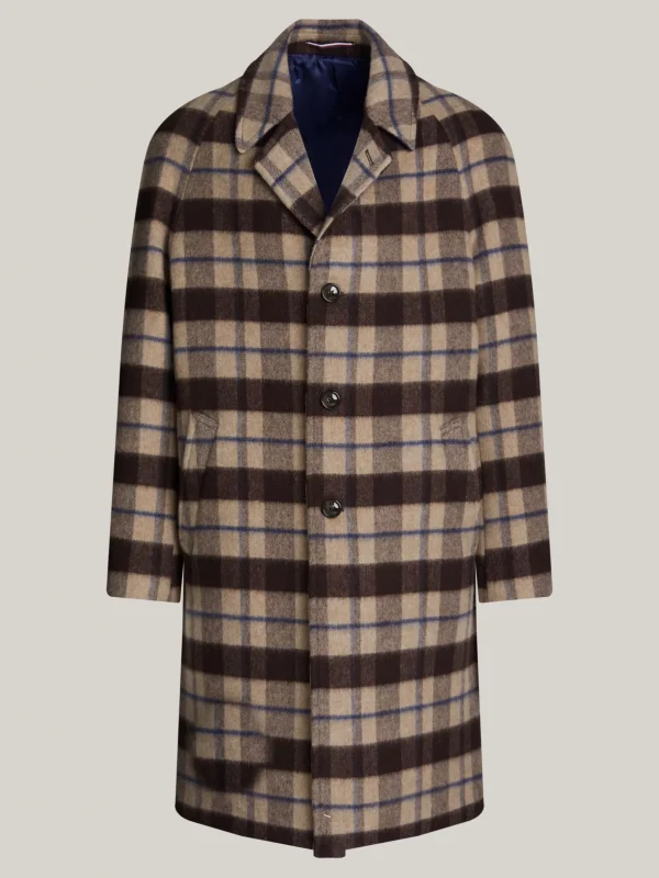 Tommy Hilfiger Einreihiger Mantel mit Fensterkaro-Muster BEIGE New