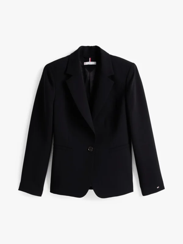 Tommy Hilfiger Einreihiger Slim Fit Blazer aus Krepp BLACK Discount