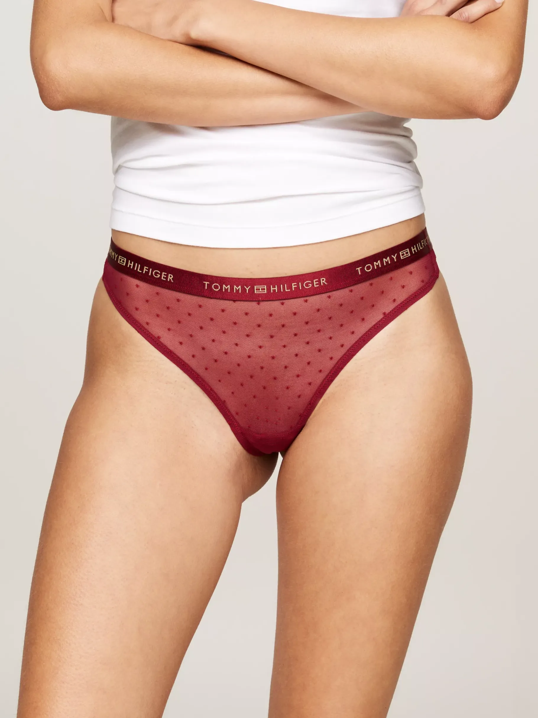 Tommy Hilfiger 3er-Pack Geschenkset mit Mesh-Strings IVORY/ROUGE/BLACK Flash Sale