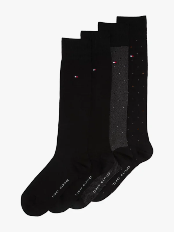 Tommy Hilfiger 4er-Pack kniehohe Socken im Geschenkset BLACK New