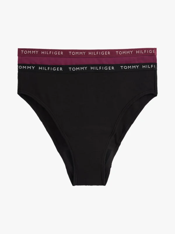 Tommy Hilfiger 2er-Pack Periodenunterwäsche mit Logomuster HERITAGE PLUM/BLACK Outlet