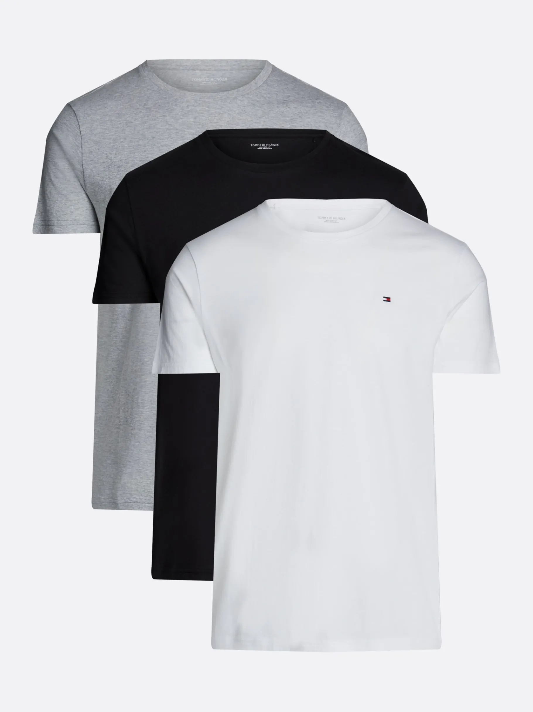 Tommy Hilfiger 3er-Pack Signature T-Shirts mit Stickerei WHITE/ BLACK/ GREY HEATHER Sale
