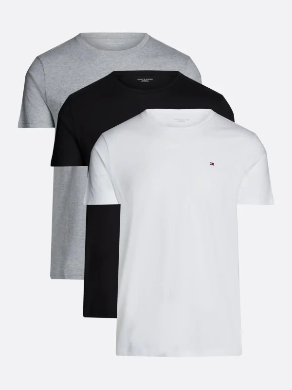 Tommy Hilfiger 3er-Pack Signature T-Shirts mit Stickerei WHITE/ BLACK/ GREY HEATHER Sale