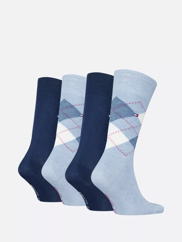 Tommy Hilfiger 4er-Pack Socken mit Argyle-Muster LIGHT BLUE MELANGE Fashion