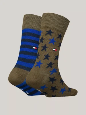 Tommy Hilfiger 2er-Pack Socken mit Sternen und Streifen OLIVE / BLUE Best