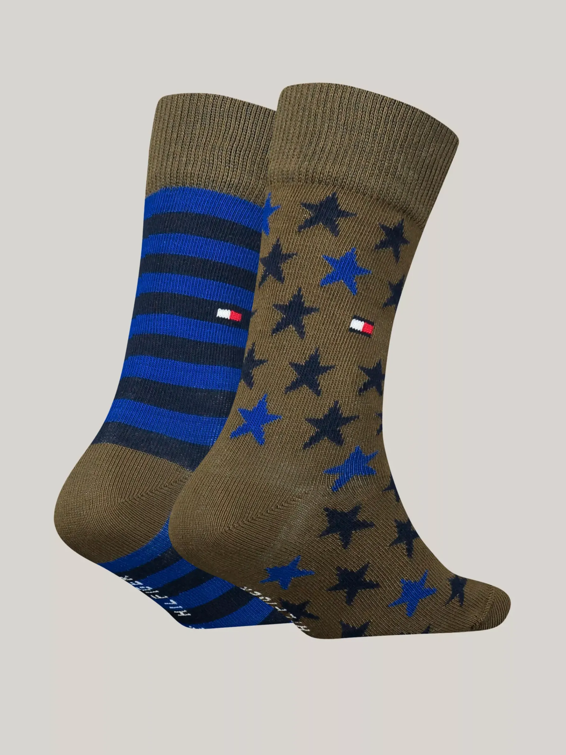 Tommy Hilfiger 2er-Pack Socken mit Sternen und Streifen OLIVE / BLUE Best