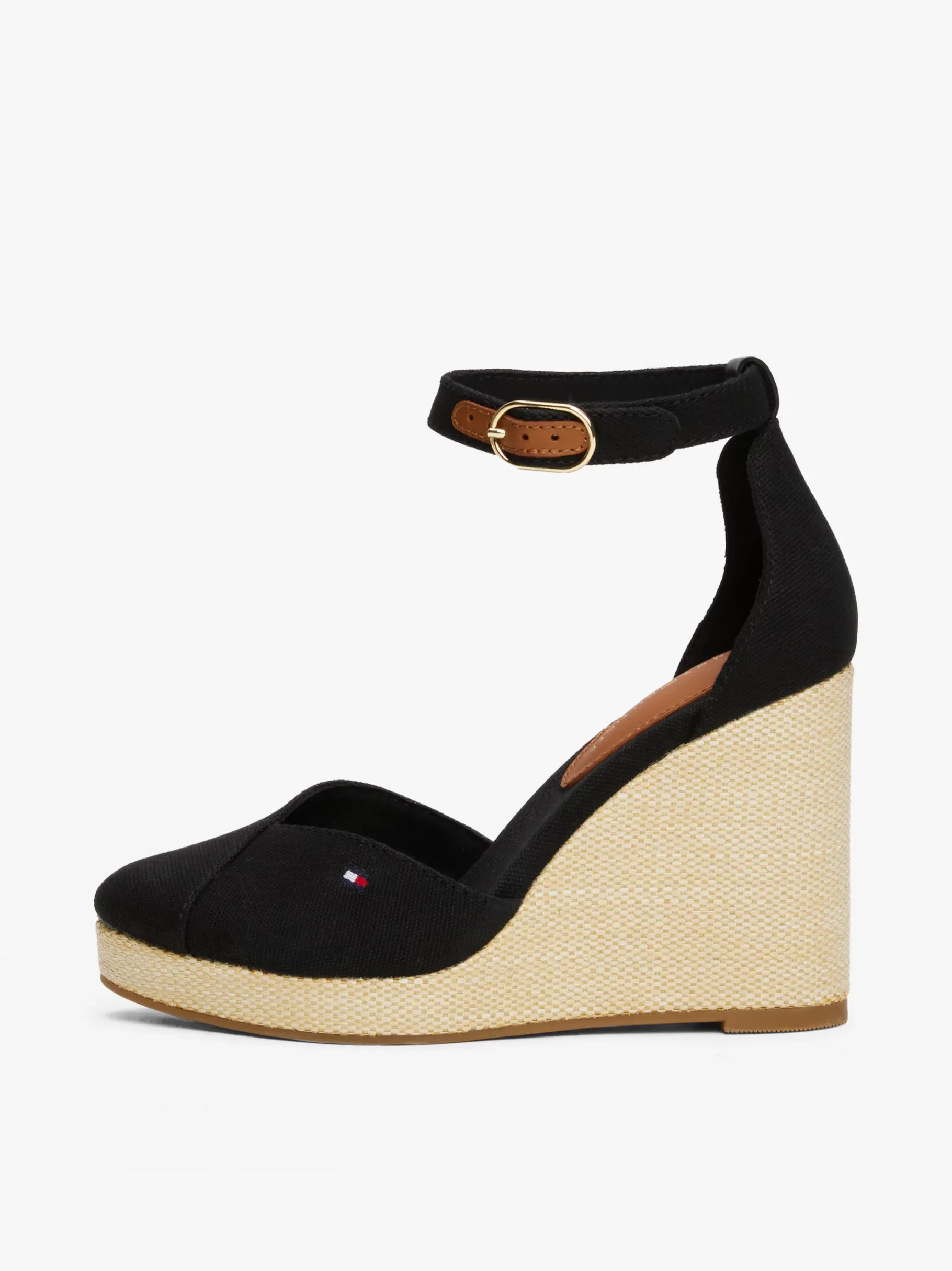 Tommy Hilfiger Espadrille mit Keilabsatz und Knöchelriemen BLACK Cheap