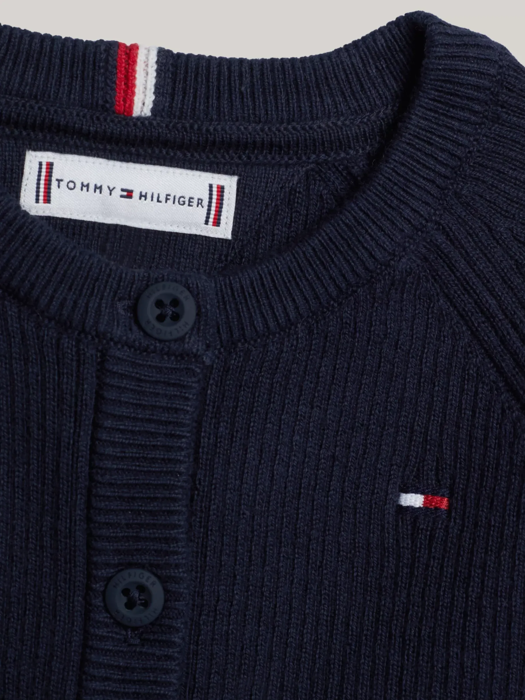 Tommy Hilfiger Essential Cardigan mit Dreiviertel-Raglanärmeln DESERT SKY Cheap