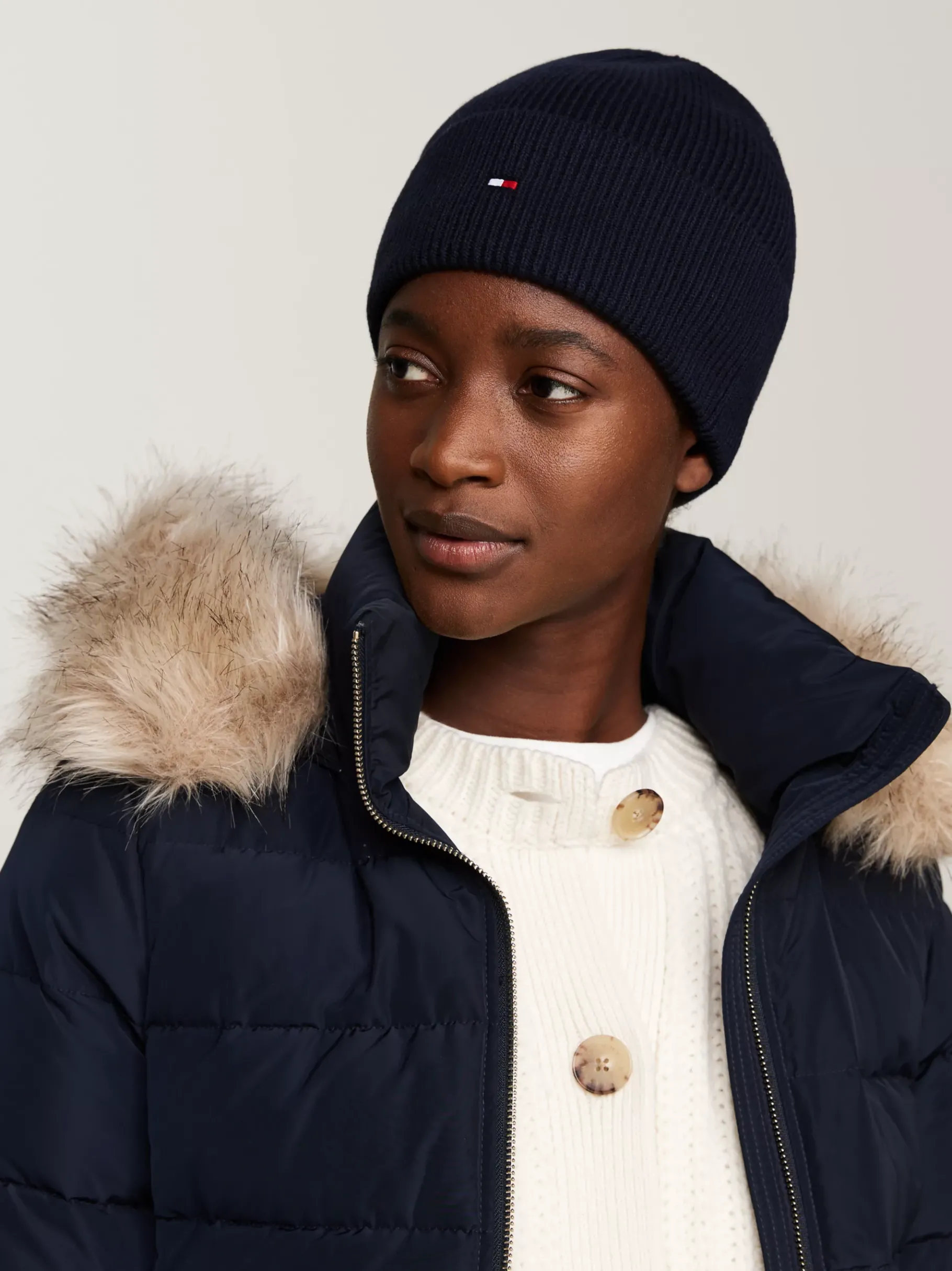 Tommy Hilfiger Essential Flag-Beanie mit Kaschmir SPACE BLUE Best