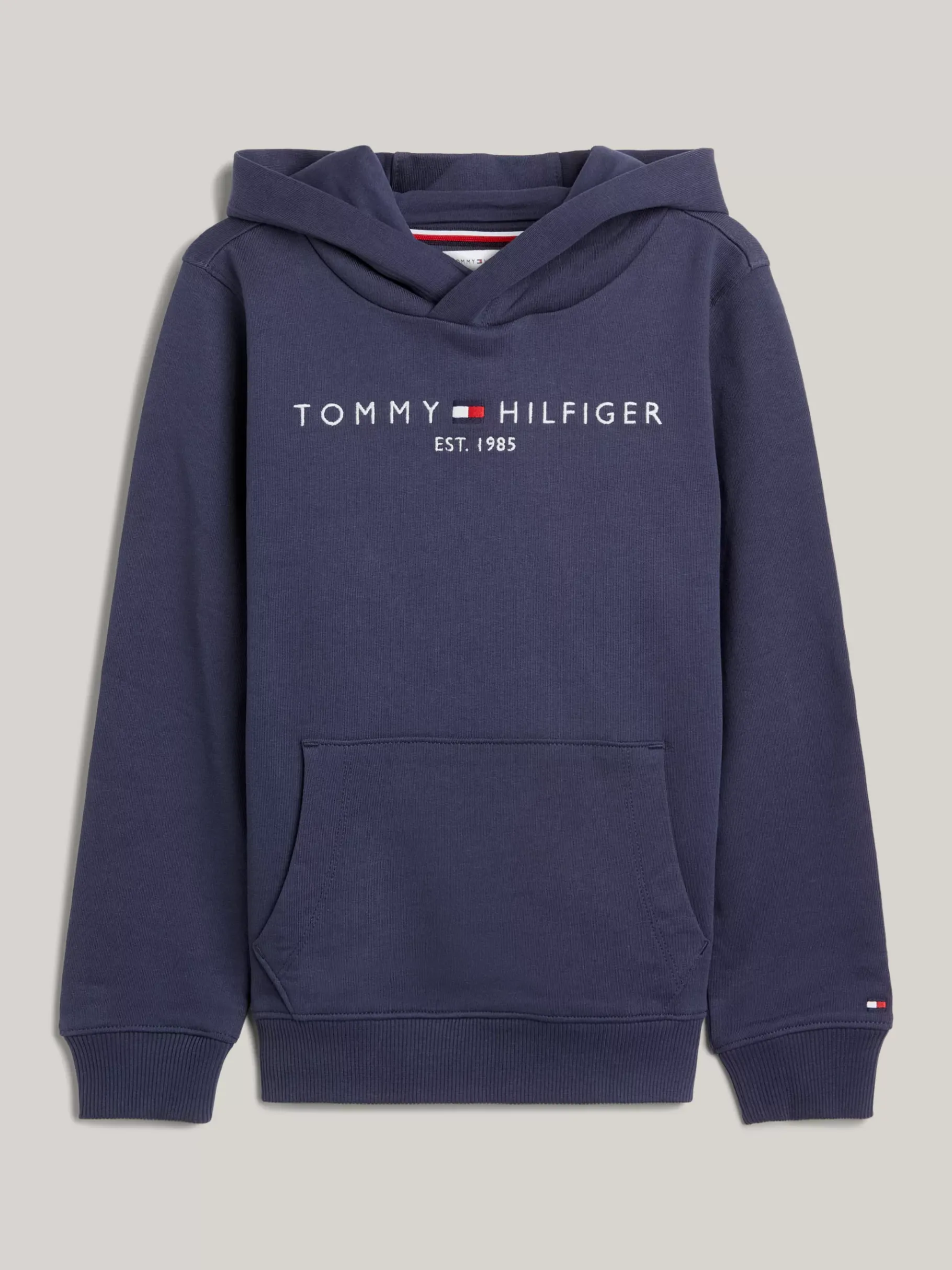 Tommy Hilfiger Essential Logo-Hoodie aus reiner Baumwolle TWILIGHT NAVY New