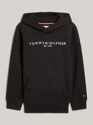 Tommy Hilfiger Essential Logo-Hoodie aus reiner Baumwolle BLACK Clearance
