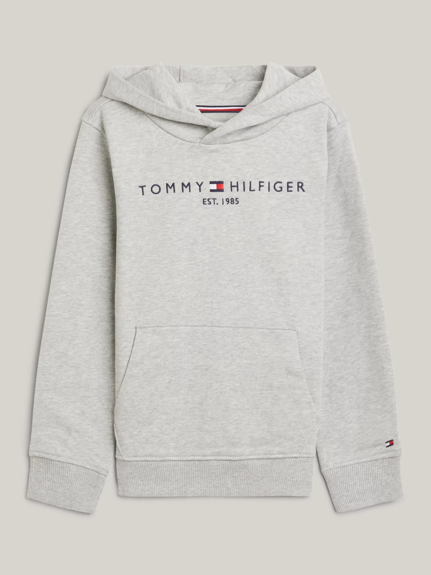Tommy Hilfiger Essential Logo-Hoodie aus reiner Baumwolle LIGHT GREY HEATHER Online