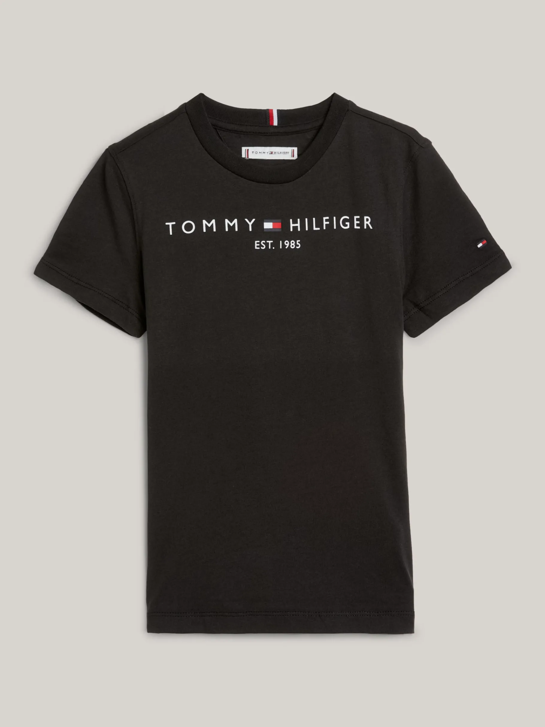Tommy Hilfiger Essential Logo-T-Shirt aus Bio-Baumwolle BLACK New