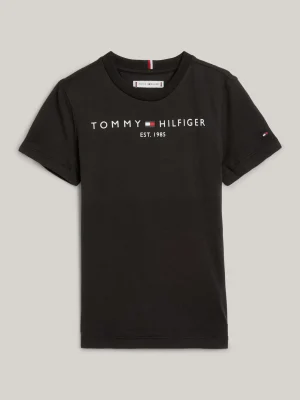Tommy Hilfiger Essential Logo-T-Shirt aus Bio-Baumwolle BLACK New