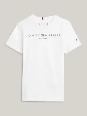 Tommy Hilfiger Essential Logo-T-Shirt aus Bio-Baumwolle WHITE Hot