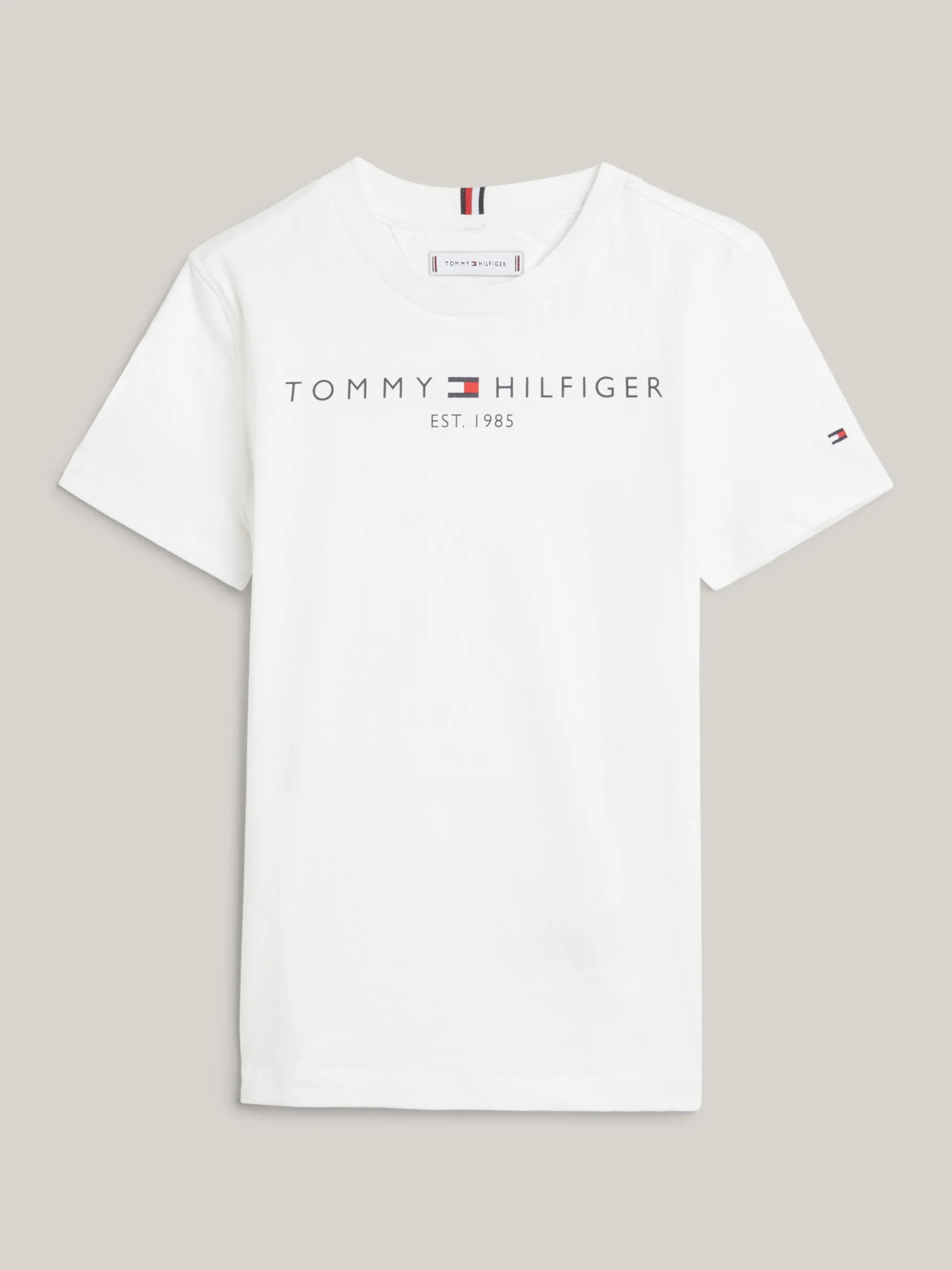 Tommy Hilfiger Essential Logo-T-Shirt aus Bio-Baumwolle WHITE Hot