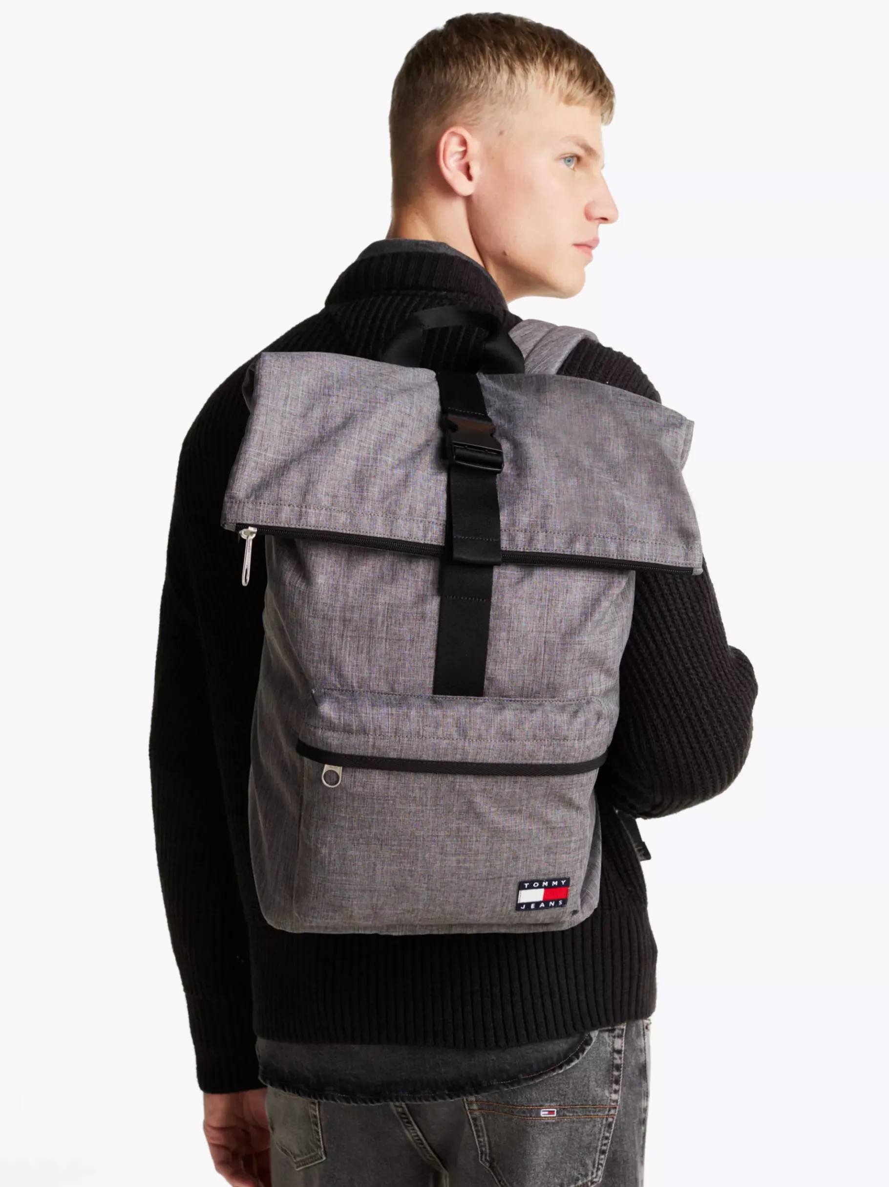 Tommy Hilfiger Essential Rolltop-Rucksack aus Textil ZINC GREY Hot