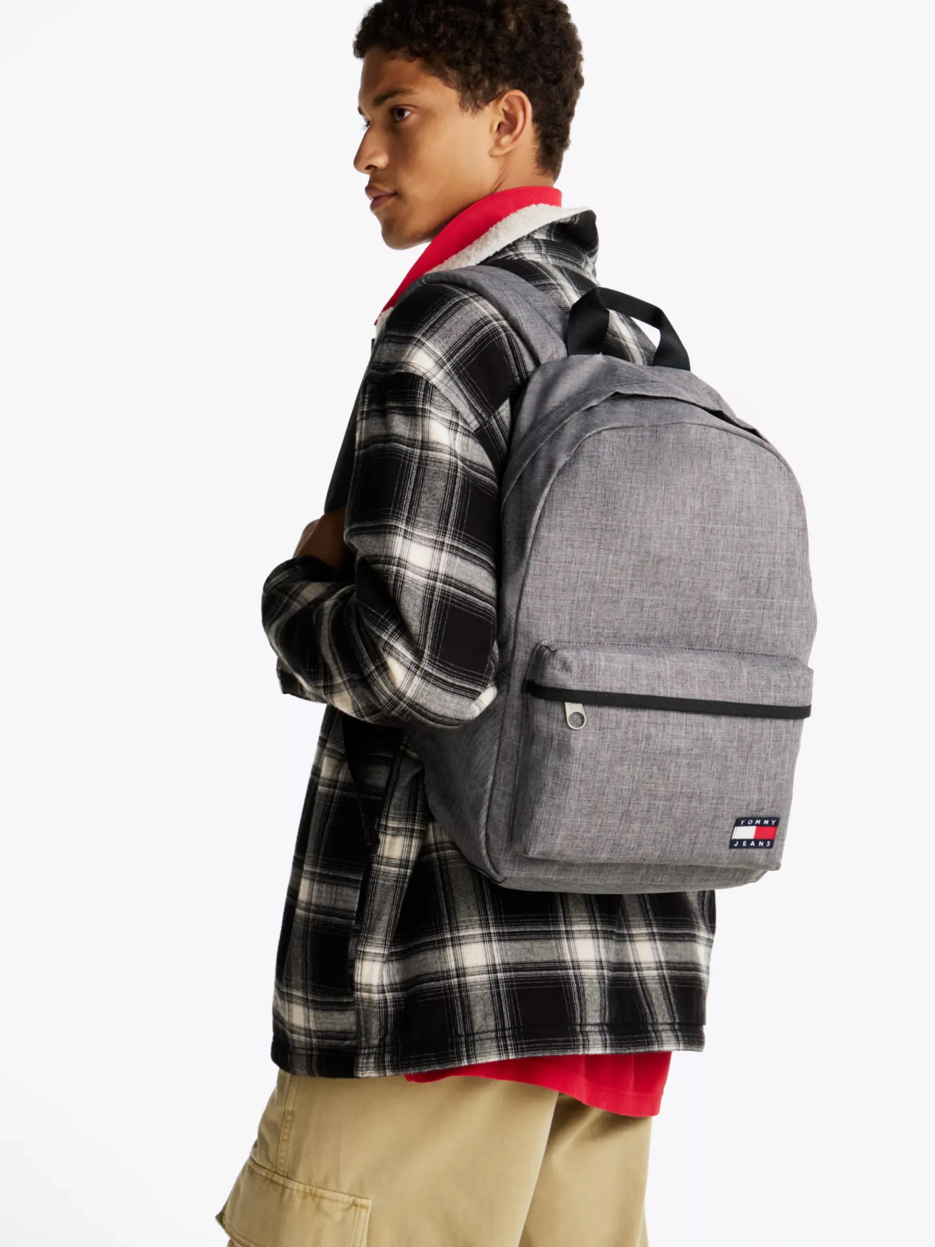 Tommy Hilfiger Essential Textil-Rucksack mit Logomuster ZINC GREY Outlet