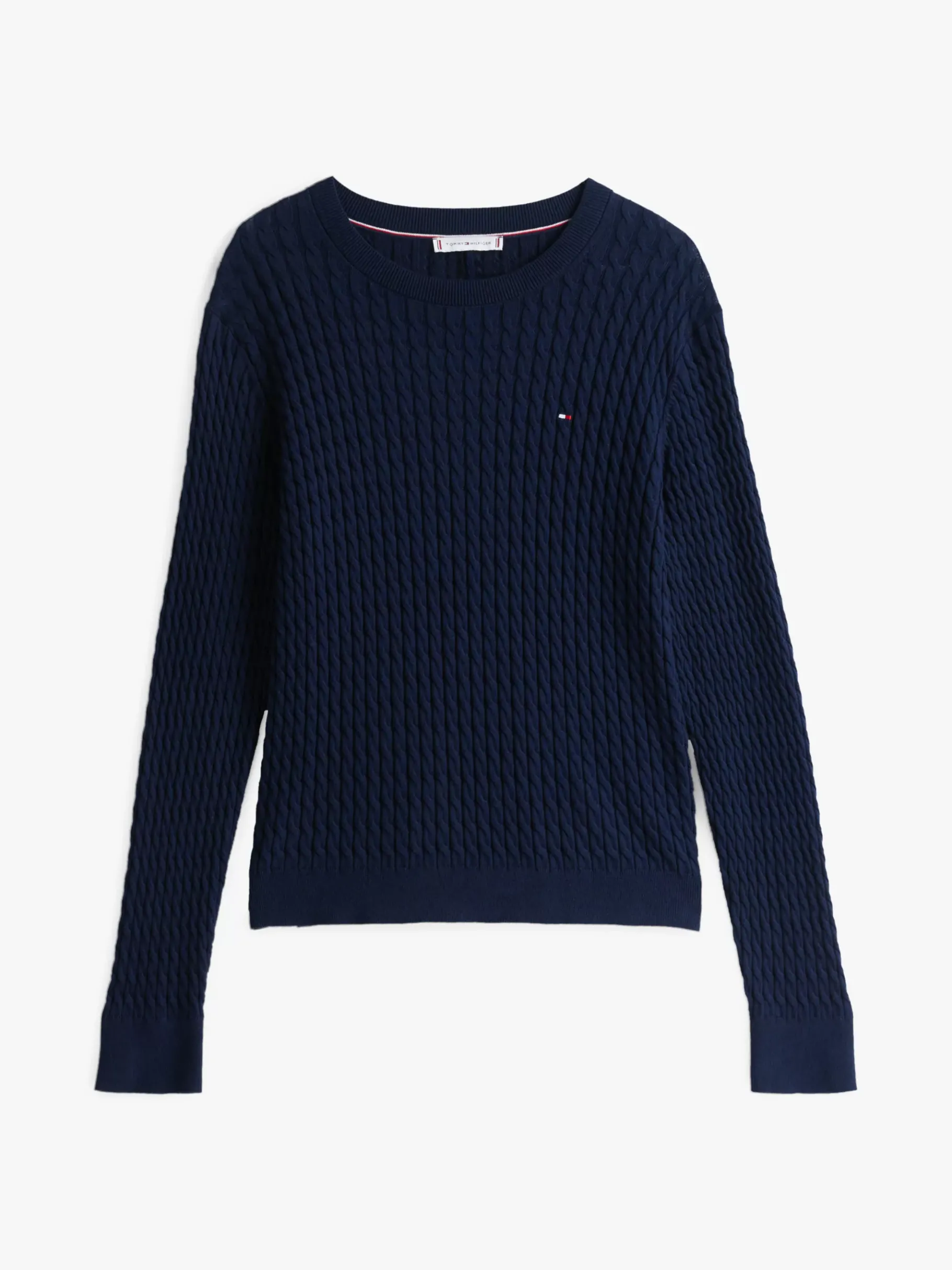 Tommy Hilfiger Fein gestrickter Zopfstrick-Pullover DARK NIGHT NAVY Discount