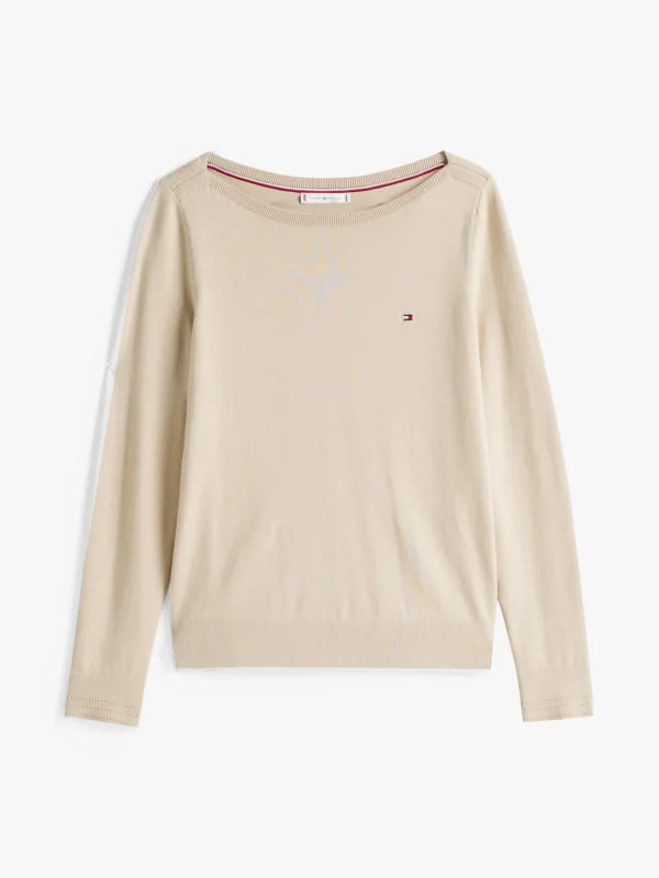 Tommy Hilfiger Feinstrickpullover mit U-Boot-Ausschnitt SANDALWOOD Clearance