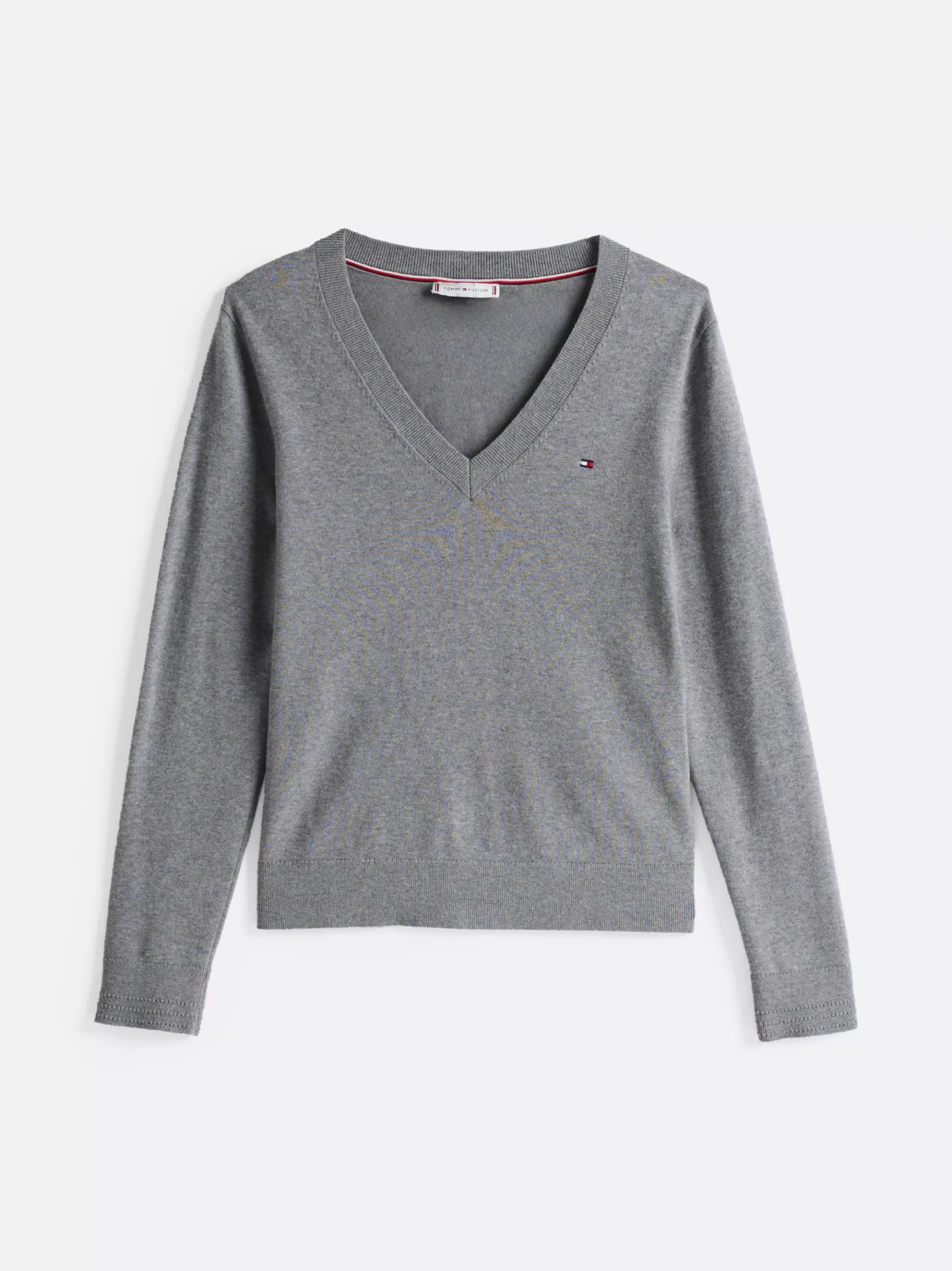 Tommy Hilfiger Feinstrickpullover mit V-Ausschnitt MID GREY HEATHER New