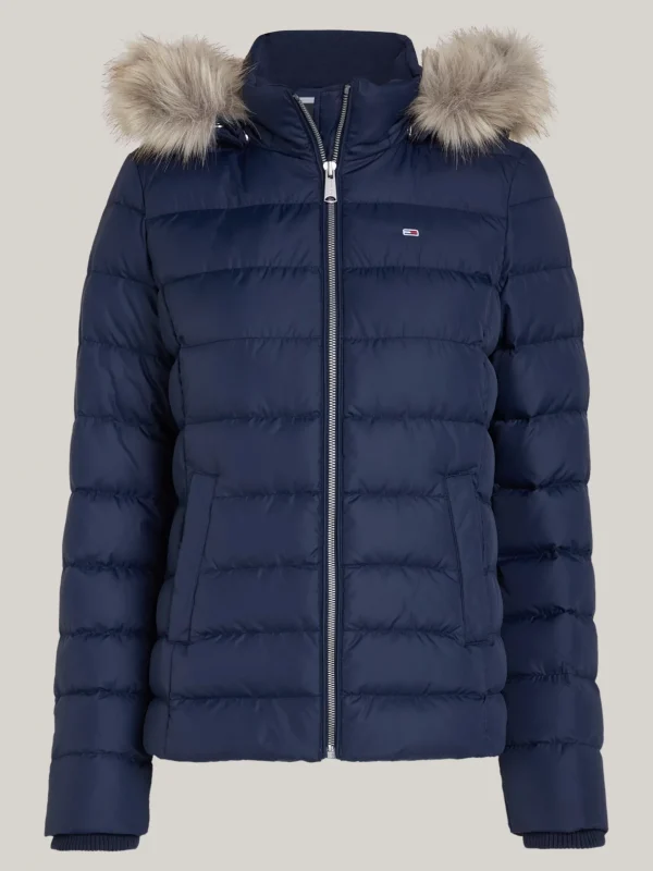 Tommy Hilfiger Figurbetonte Daunenjacke mit Kunstpelz an Kapuze DARK NIGHT NAVY Shop