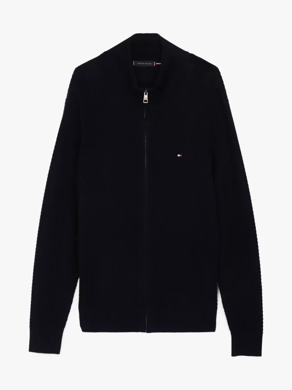 Tommy Hilfiger Fischgrät-Strickjacke mit Reißverschluss DESERT SKY Online