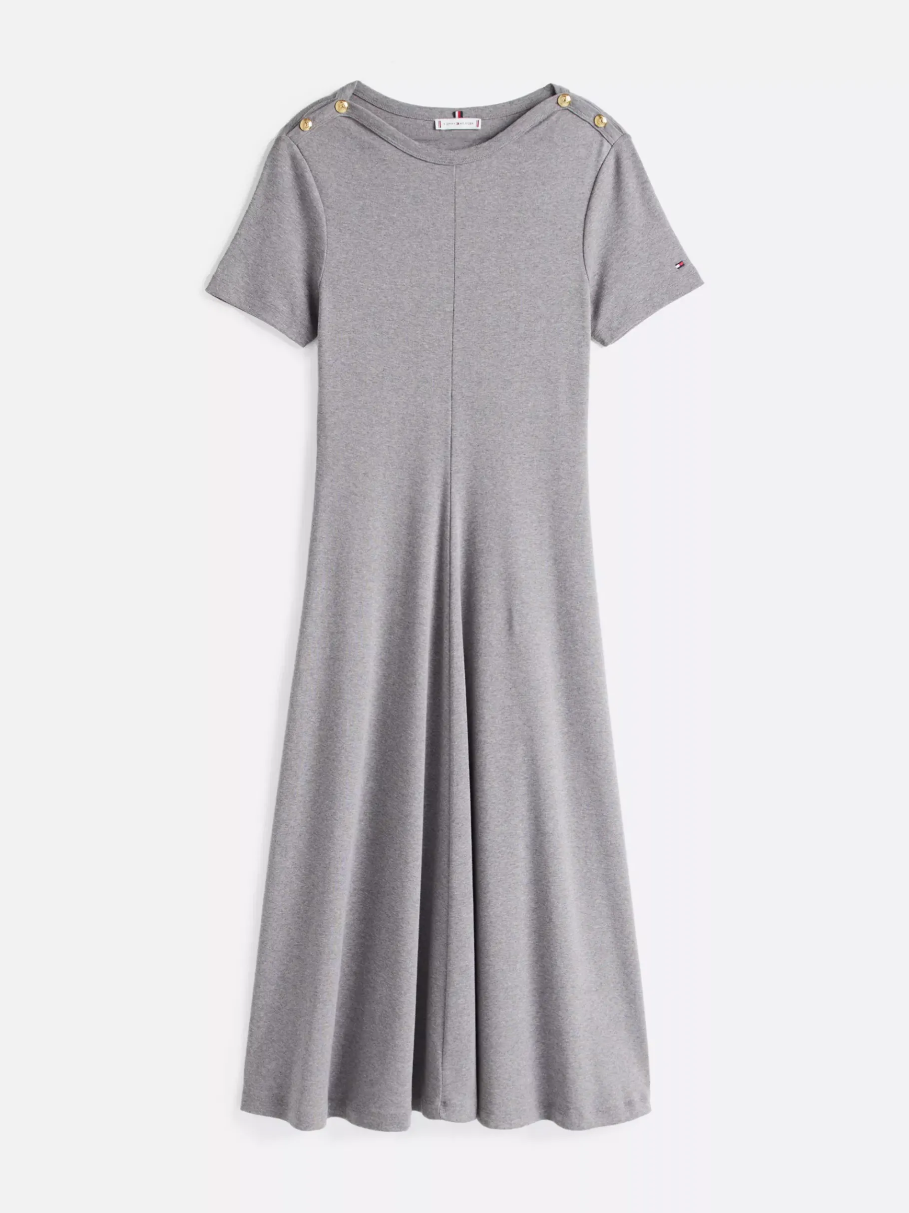 Tommy Hilfiger Fit-and-Flare-Kleid in Midi-Länge MID GREY HEATHER Discount