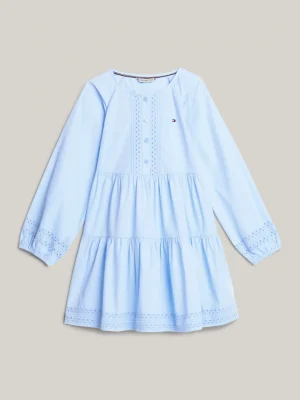 Tommy Hilfiger Fit-and-Flare-Kleid mit Lochstickerei VESSEL BLUE Shop