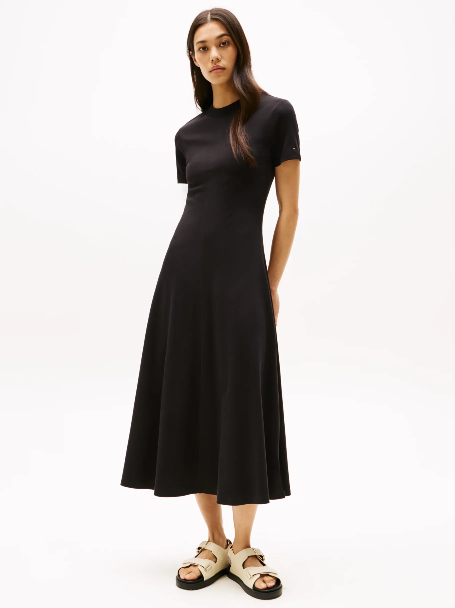 Tommy Hilfiger Fit-and-Flare-Midikleid BLACK Shop