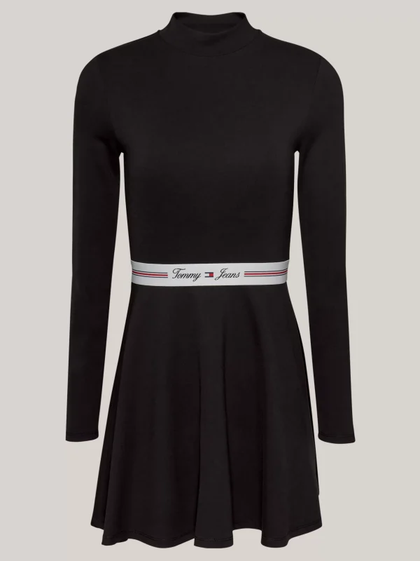 Tommy Hilfiger Fit-and-Flare-Minikleid mit Mock-Rollkragen BLACK Discount