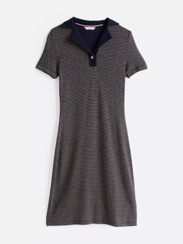 Tommy Hilfiger Fit-and-Flare-Polokleid in Mini-Länge DESERT SKY/ GOLD LUREX STP New