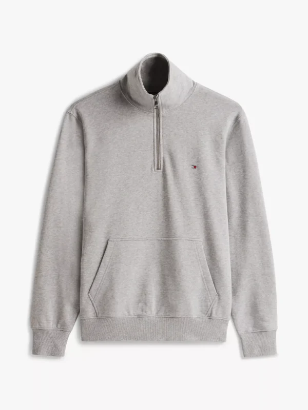 Tommy Hilfiger Flag-Sweatshirt mit Viertel-Reißverschluss MEDIUM GREY HEATHER New